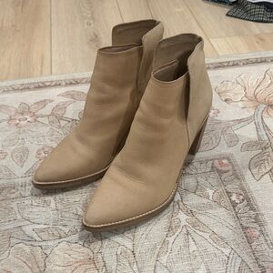 Dolce Vita Beige Pointed-Toe Block Heel Ankle Booties